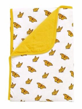 EUC Kyte BABY Yellow Butterfly Quilted Throw toddler